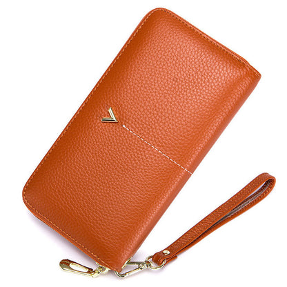 Luxury Brand Long Women Wallet with Interior Moblie Female Large Purse Woman Genuine Leather Card Holder Ladies Coin Red