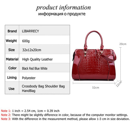 Fashion Crocodile Pattern Ladies Handbag Solid Color Shoulder Bag High Quality Leather Messenger Bags Multifunctional Travel Bag