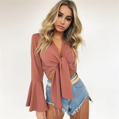 Women Boho Beach wear Summer Holiday Casual Sexy Top Vest Blouse long Sleeve Femme Lady Hipster tumblr Midriff sunscreen Blouse