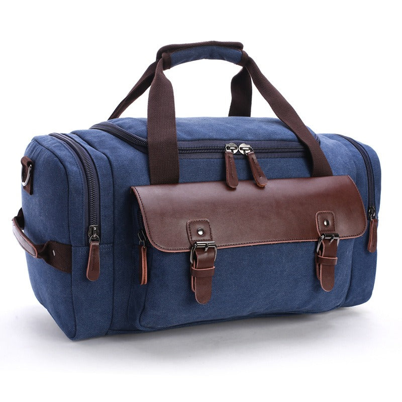 Large Capacity Vintage Luggage Casual Tote Bags Travel Bag Pu Leather Canvas Duffle Bag