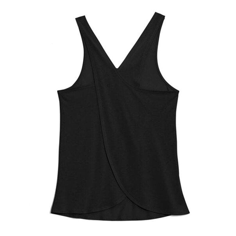 Women Quick Dry Cross Back Yoga Shirts Sleeveless Fitness Sport T-Shirt  Workout Running Tank Tops