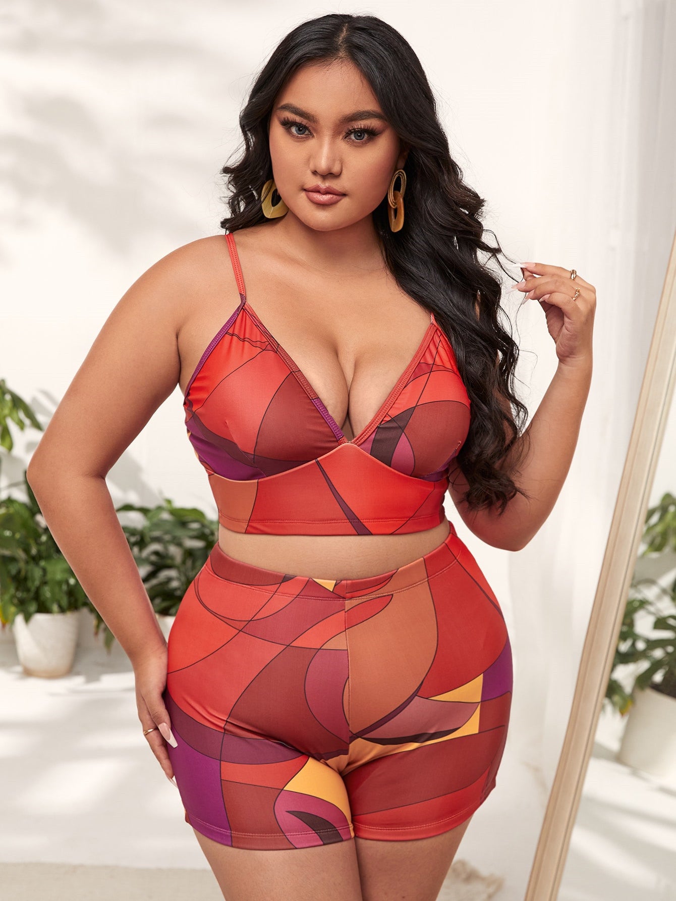 New Fashion Large Size Fat Sexy Big Red Split Swimsuit