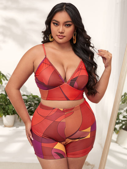 New Fashion Large Size Fat Sexy Big Red Split Swimsuit