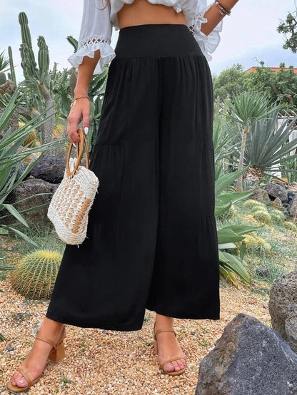 Summer Leisure Wide Leg Cotton and Hemp Explosion High Waist Loose Pants Women&