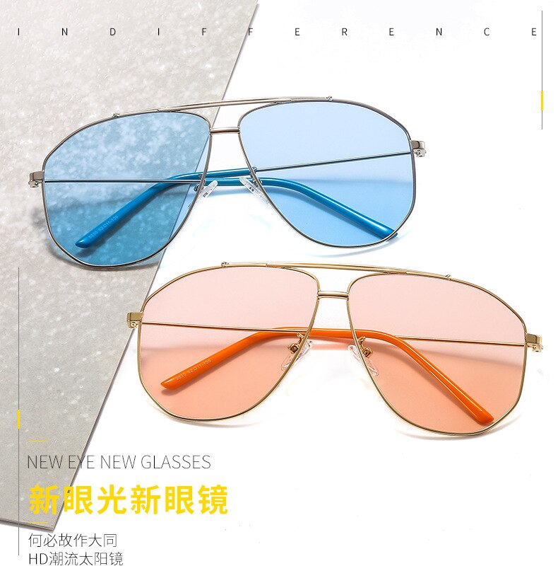 Unisex Pilot Sunglasses Women Men Luxury Double Beam Sun Glasses Men Vintage Driving Eyewear Ocean Lenses Shades zonnebril dame