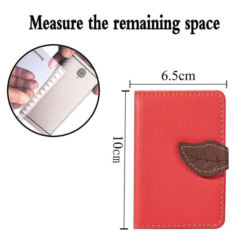 Creative PU leather Phone Wallet Case Women Men Credit Card Holder Pocket Stick 3M Adhesive Fashion Mobile Phone Card Holder