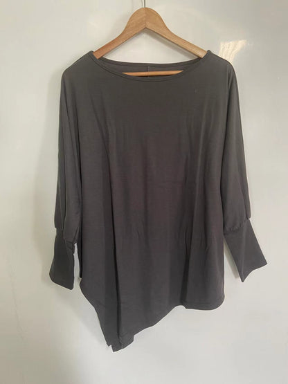 Autumn and Winter New Long sleeved Irregular T-shirt Casual Loose Large Fat Top