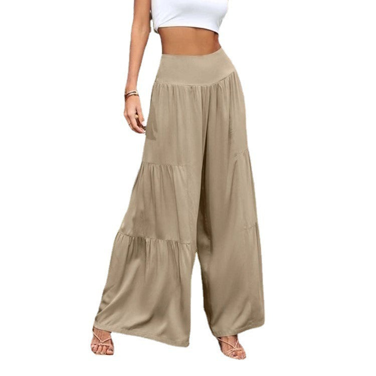 Summer Leisure Wide Leg Cotton and Hemp Explosion High Waist Loose Pants Women&