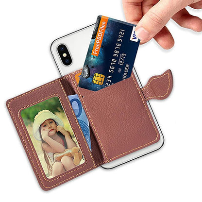 Creative PU leather Phone Wallet Case Women Men Credit Card Holder Pocket Stick 3M Adhesive Fashion Mobile Phone Card Holder