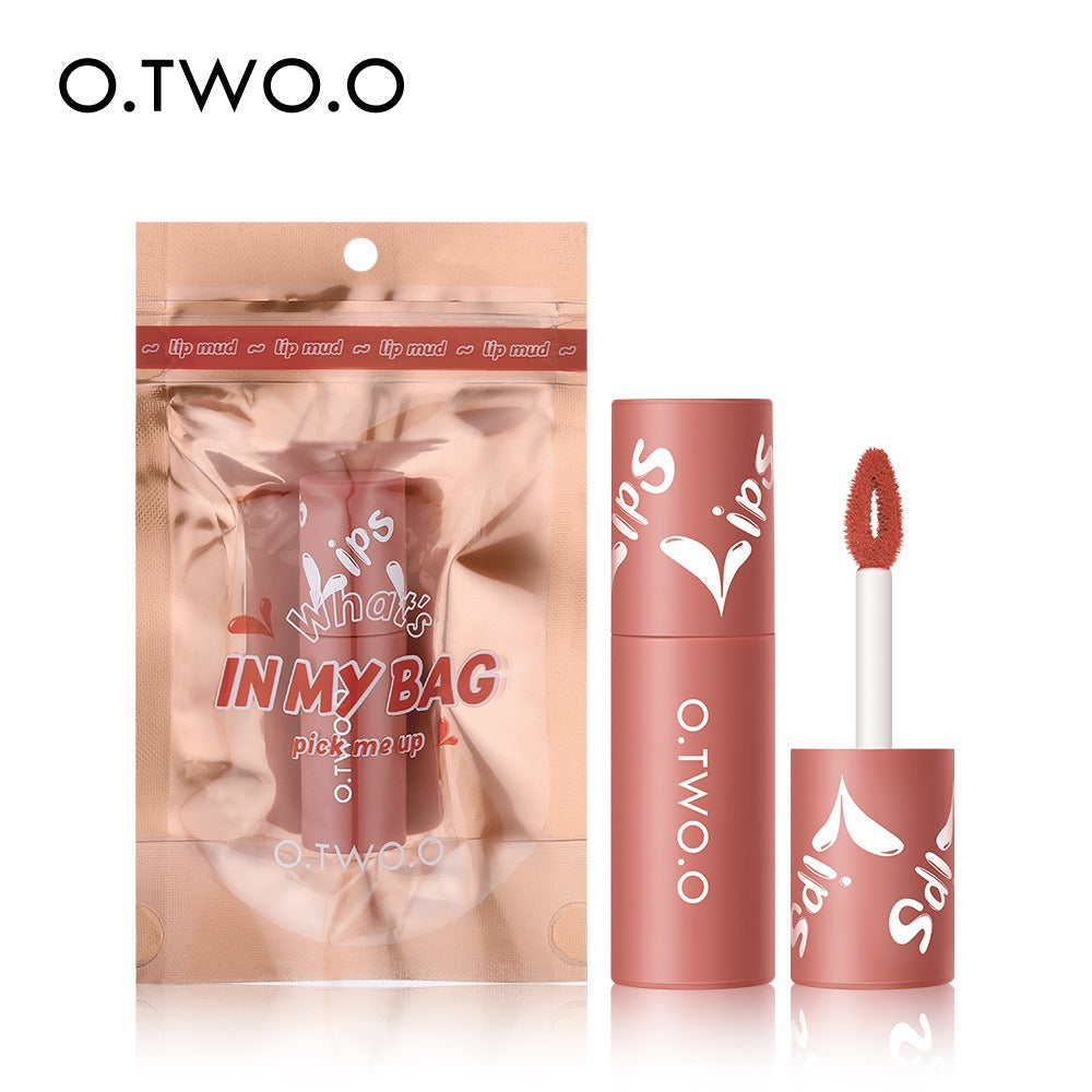 O. TWO. O Lip Clay Matte Face Lip And Cheek Dual-Use Powder Blusher Lipstick Air Lip Glaze Does Not Stick To Cup Lip Color 9144