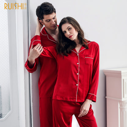 couple matching silk pijamas home clothing for man and women