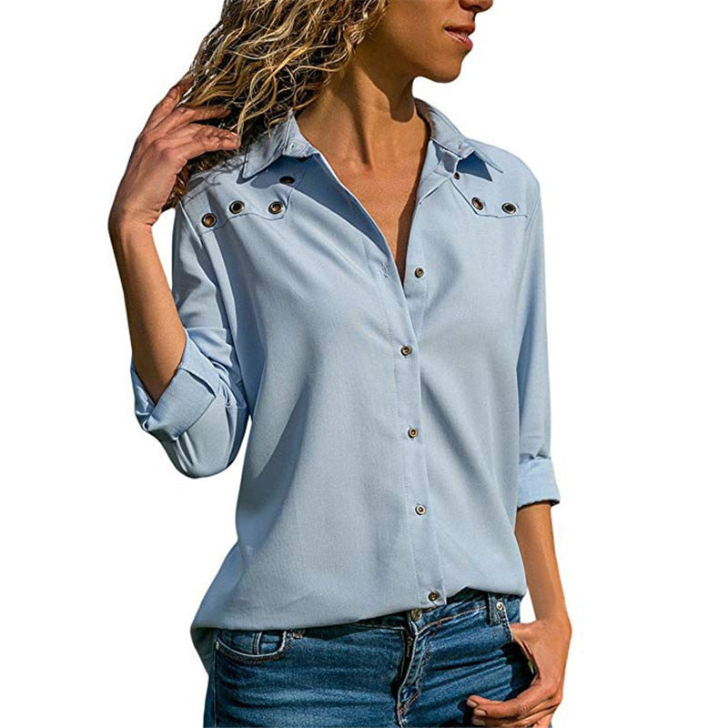 Women Tops Blouses  Autumn Elegant Long Sleeve Blouse Shirt Turn Down Collar Chiffon Blouse Office Shirts Blusas Camisa