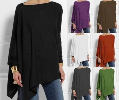 Autumn and Winter New Long sleeved Irregular T-shirt Casual Loose Large Fat Top