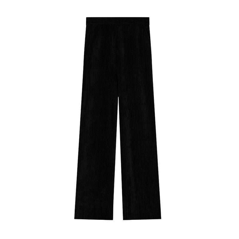 Autumn and Winter Air Pants Irregular Flocking Double Sided Knitted Composite Slim High Waist Wide Leg Pants