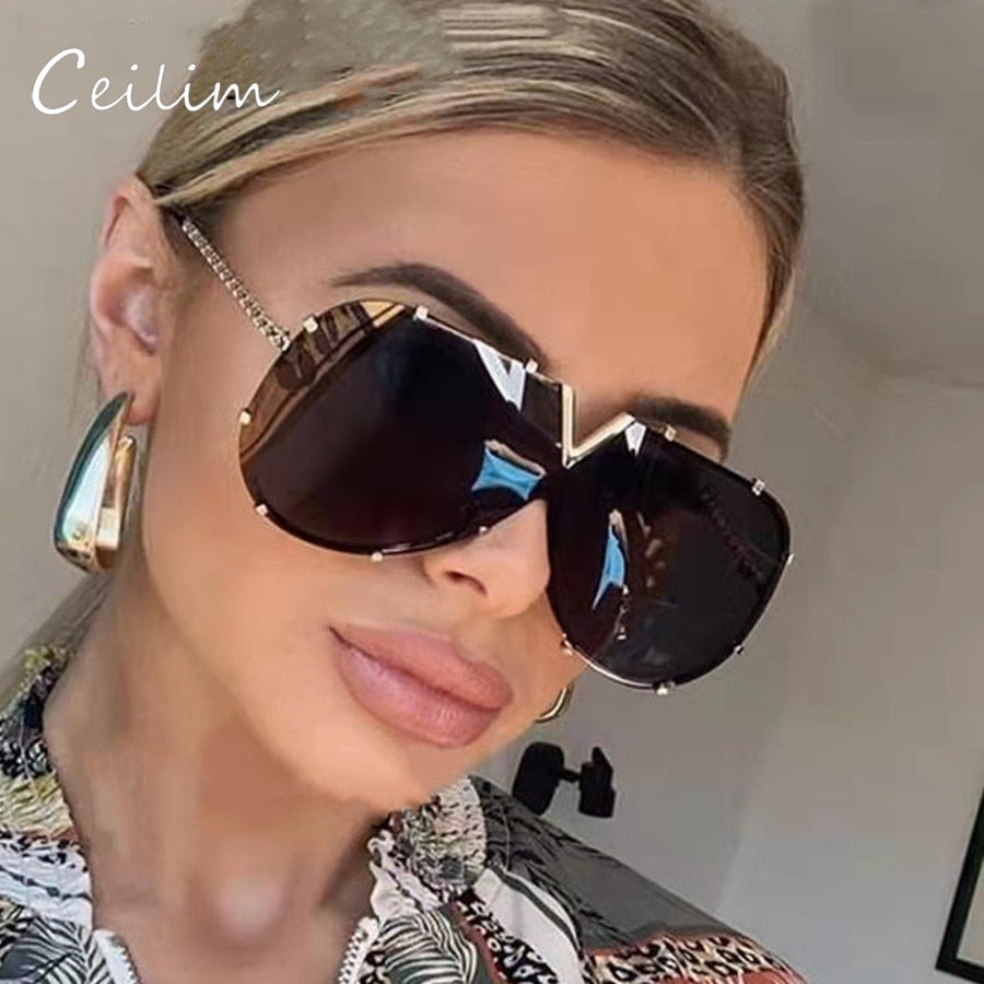 Fashion Brand Modern Oversized Square Sunglasses For Women Men Vintage Big Frame Retro Luxury Designer Sun Glasses UV400 Eyewear