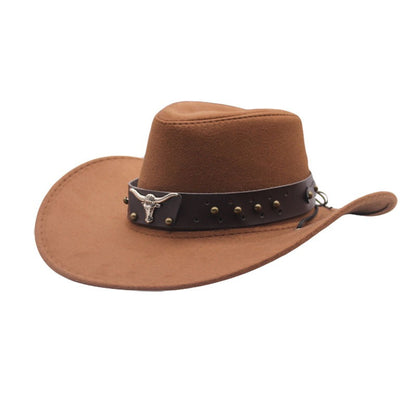 British style Western cowboy hat with raised brim for men and women, ethnic style hat