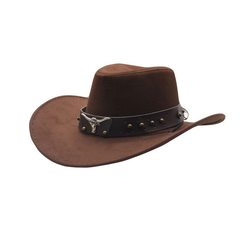 British style Western cowboy hat with raised brim for men and women, ethnic style hat