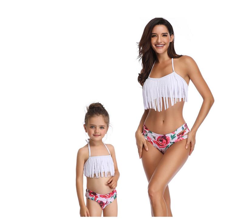 Mother And Daughter Swimsuit Family Look Mommy and Me Clothes Bikini Tassel Mom Daughter Swimwear Family Matching Clothes