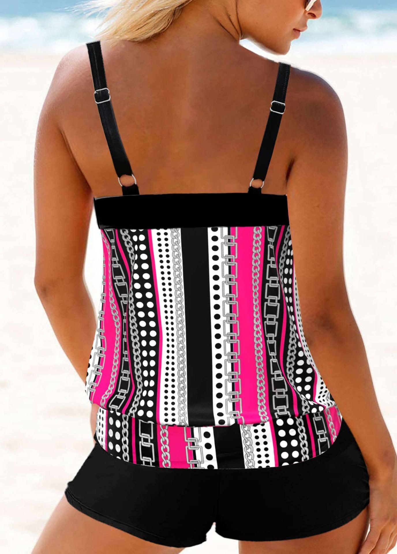 Printed Flat Corner Split Large Swimwear for Women