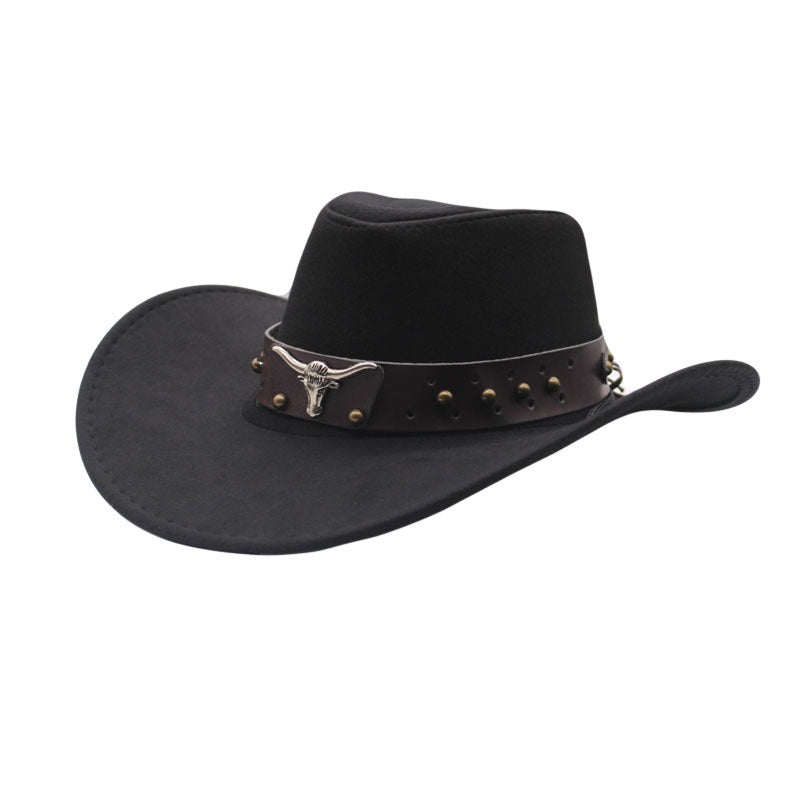 British style Western cowboy hat with raised brim for men and women, ethnic style hat