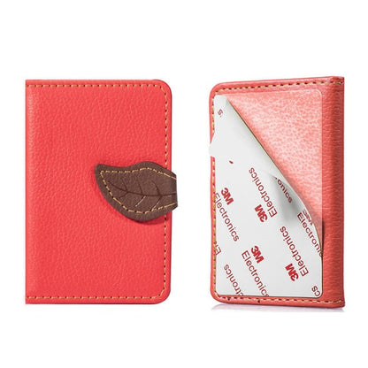 Creative PU leather Phone Wallet Case Women Men Credit Card Holder Pocket Stick 3M Adhesive Fashion Mobile Phone Card Holder