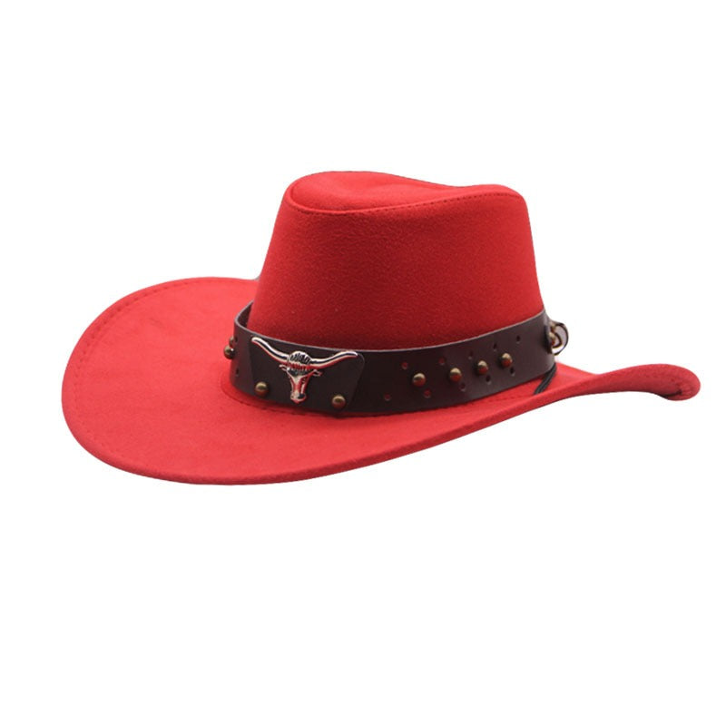 British style Western cowboy hat with raised brim for men and women, ethnic style hat