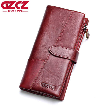 Leather Ladies Wallet Long Cowhide Casual Fashion Wallet Multifunctional Coin Purse Clutch