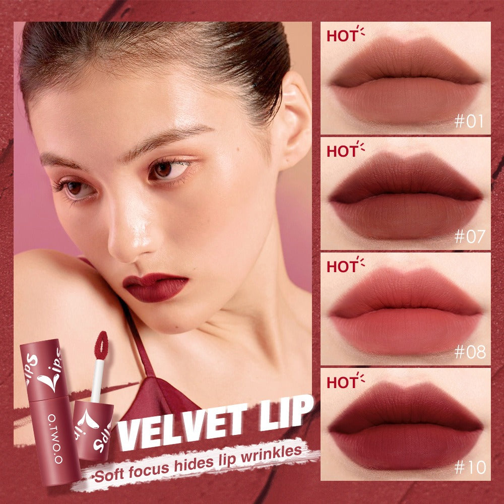 O. TWO. O Lip Clay Matte Face Lip And Cheek Dual-Use Powder Blusher Lipstick Air Lip Glaze Does Not Stick To Cup Lip Color 9144