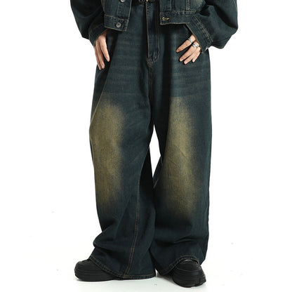 Vintage Straight Jeans Washed Distressed Loose Trousers