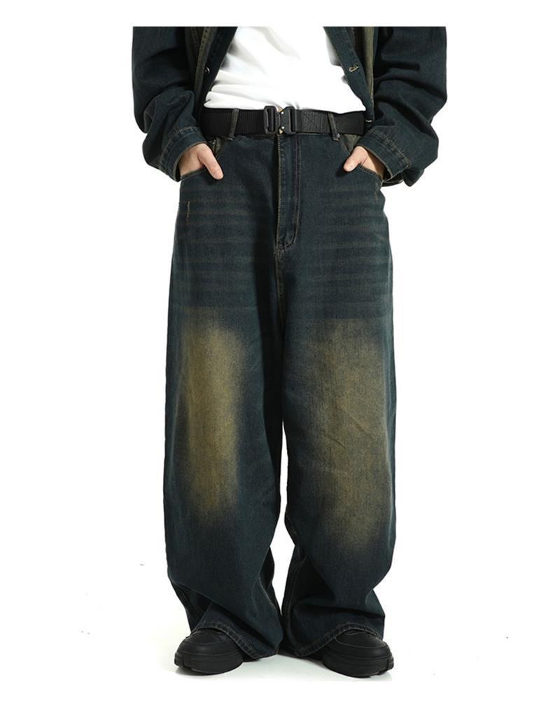 Vintage Straight Jeans Washed Distressed Loose Trousers