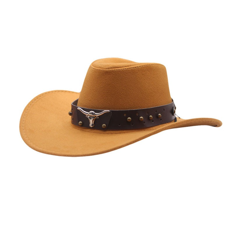 British style Western cowboy hat with raised brim for men and women, ethnic style hat