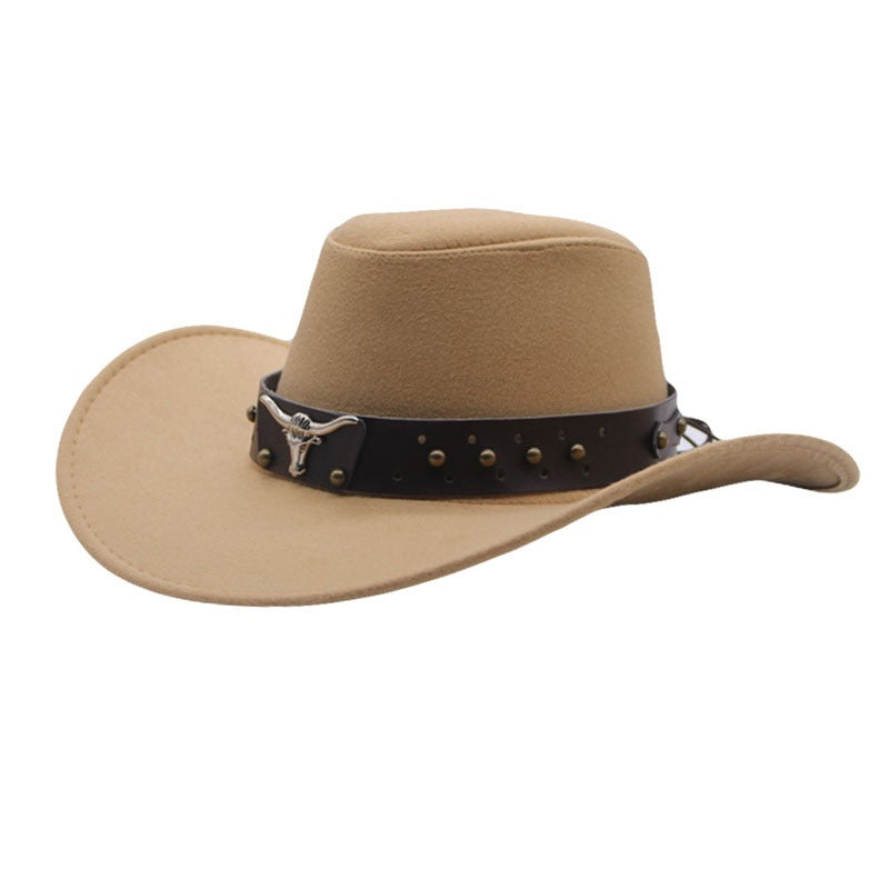 British style Western cowboy hat with raised brim for men and women, ethnic style hat