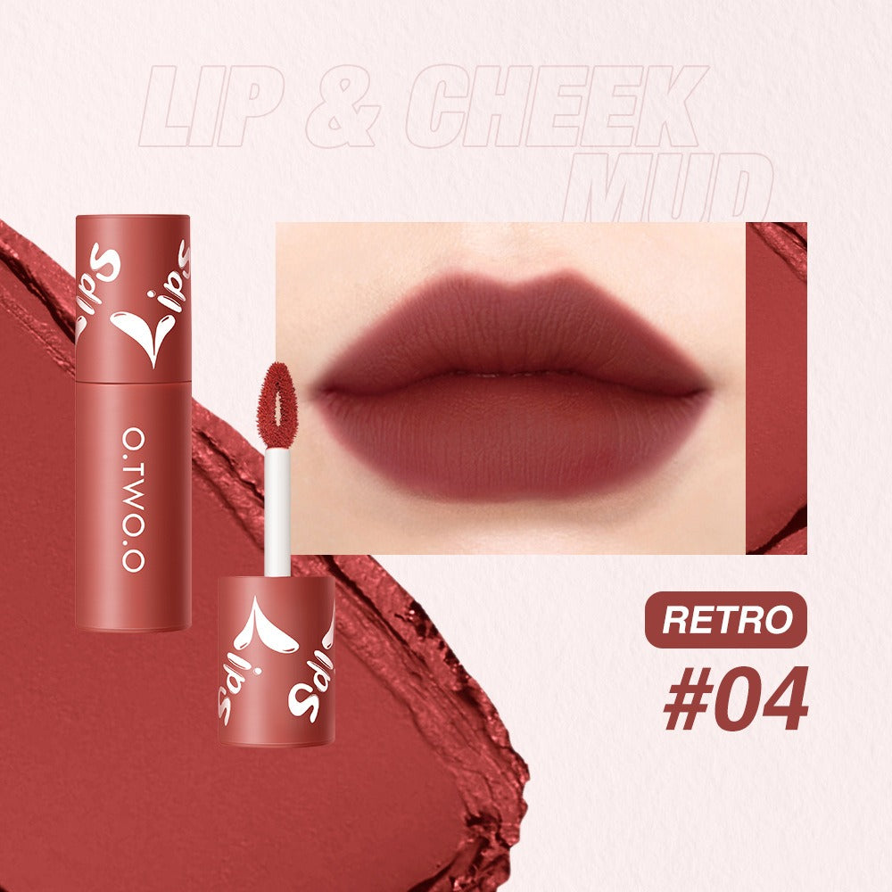 O. TWO. O Lip Clay Matte Face Lip And Cheek Dual-Use Powder Blusher Lipstick Air Lip Glaze Does Not Stick To Cup Lip Color 9144