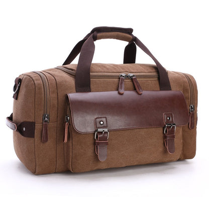 Large Capacity Vintage Luggage Casual Tote Bags Travel Bag Pu Leather Canvas Duffle Bag