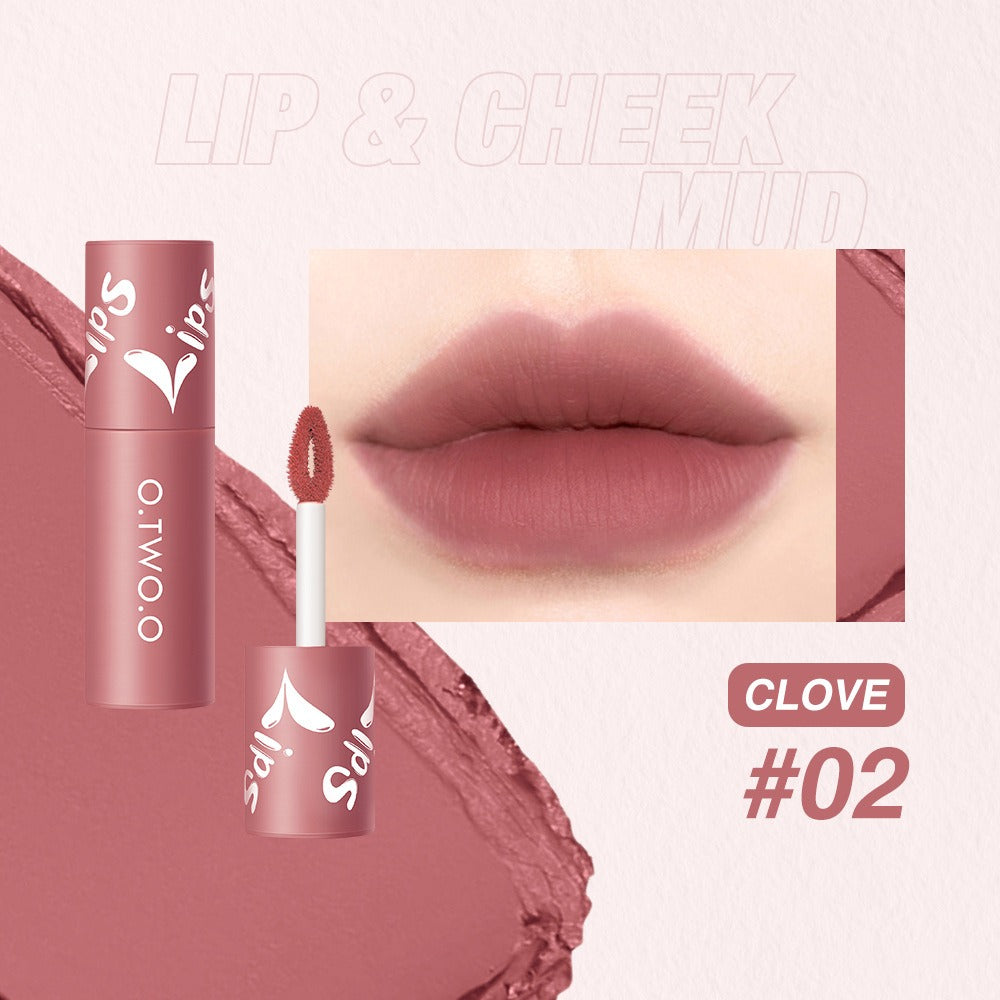 O. TWO. O Lip Clay Matte Face Lip And Cheek Dual-Use Powder Blusher Lipstick Air Lip Glaze Does Not Stick To Cup Lip Color 9144