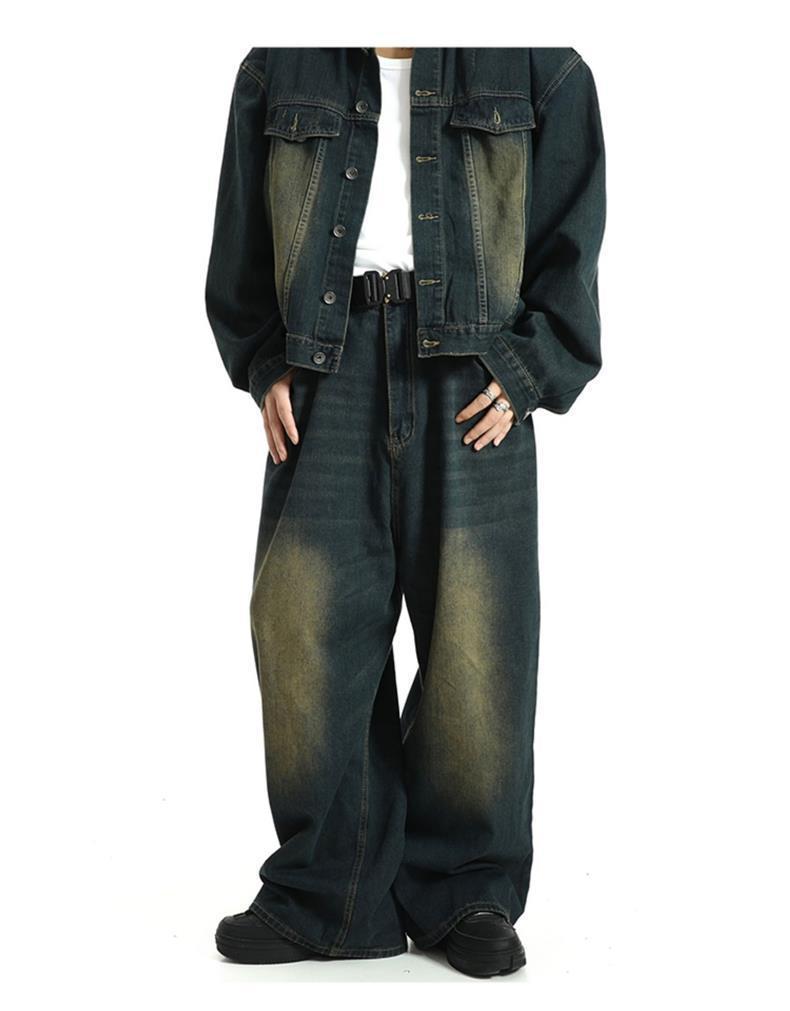 Vintage Straight Jeans Washed Distressed Loose Trousers