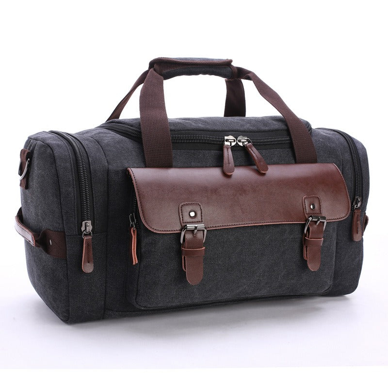 Large Capacity Vintage Luggage Casual Tote Bags Travel Bag Pu Leather Canvas Duffle Bag