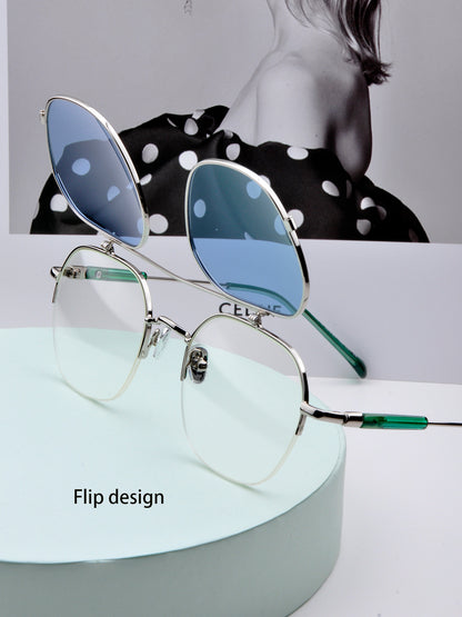 Sunscreen flip glasses, half frame polarized sunglasses for women