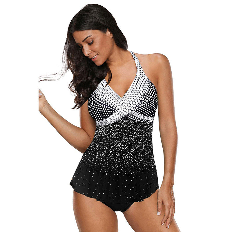 split swimsuit polka dot gradient swimwear pool party two piece swimsuit women