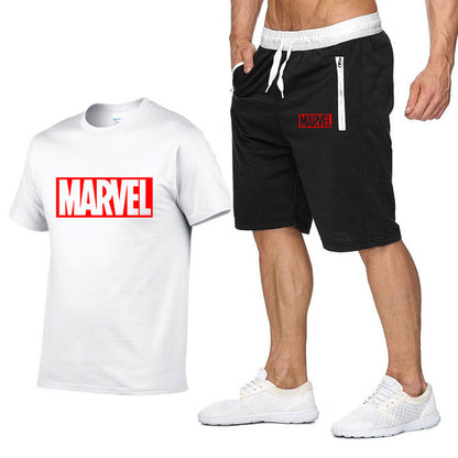 Cotton T Shirts+Shorts Men Sets Brand Clothing Two Pieces Tracksuit