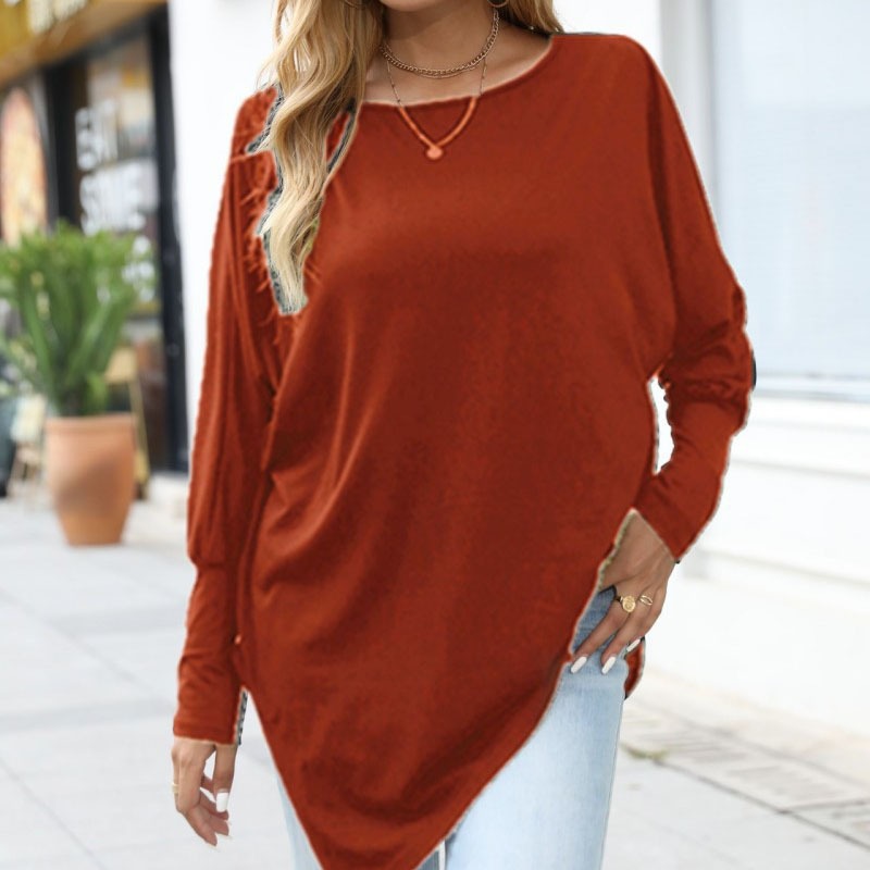 Autumn and Winter New Long sleeved Irregular T-shirt Casual Loose Large Fat Top