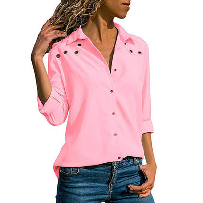 Women Tops Blouses  Autumn Elegant Long Sleeve Blouse Shirt Turn Down Collar Chiffon Blouse Office Shirts Blusas Camisa