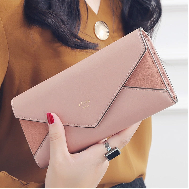 Style Envelope Designer Clutch Wallets For Women Hasp Pocket To Coin Card Holder Female Purses Long Wallet Ladies