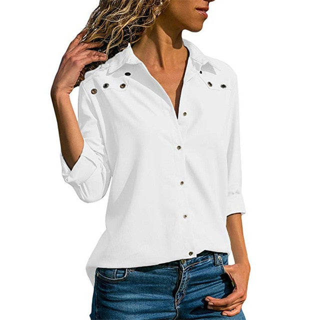 Women Tops Blouses  Autumn Elegant Long Sleeve Blouse Shirt Turn Down Collar Chiffon Blouse Office Shirts Blusas Camisa