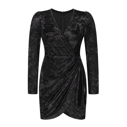 Sexy V-Neck Hip Dress Autumn And Winter Women&