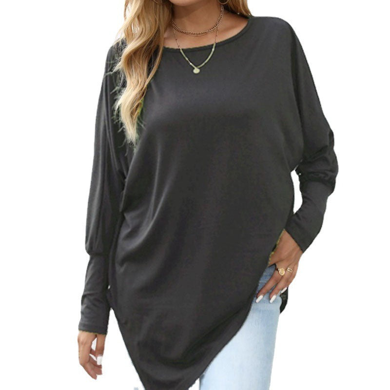 Autumn and Winter New Long sleeved Irregular T-shirt Casual Loose Large Fat Top