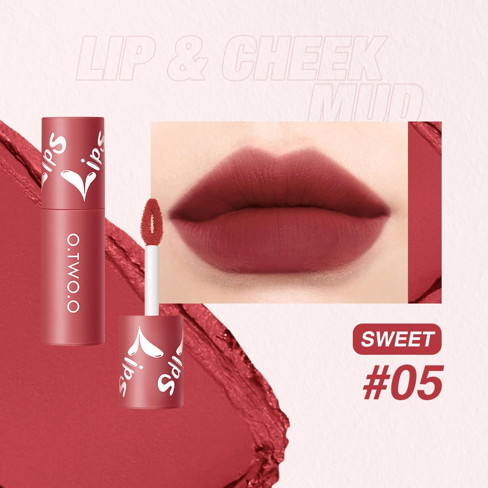 O. TWO. O Lip Clay Matte Face Lip And Cheek Dual-Use Powder Blusher Lipstick Air Lip Glaze Does Not Stick To Cup Lip Color 9144