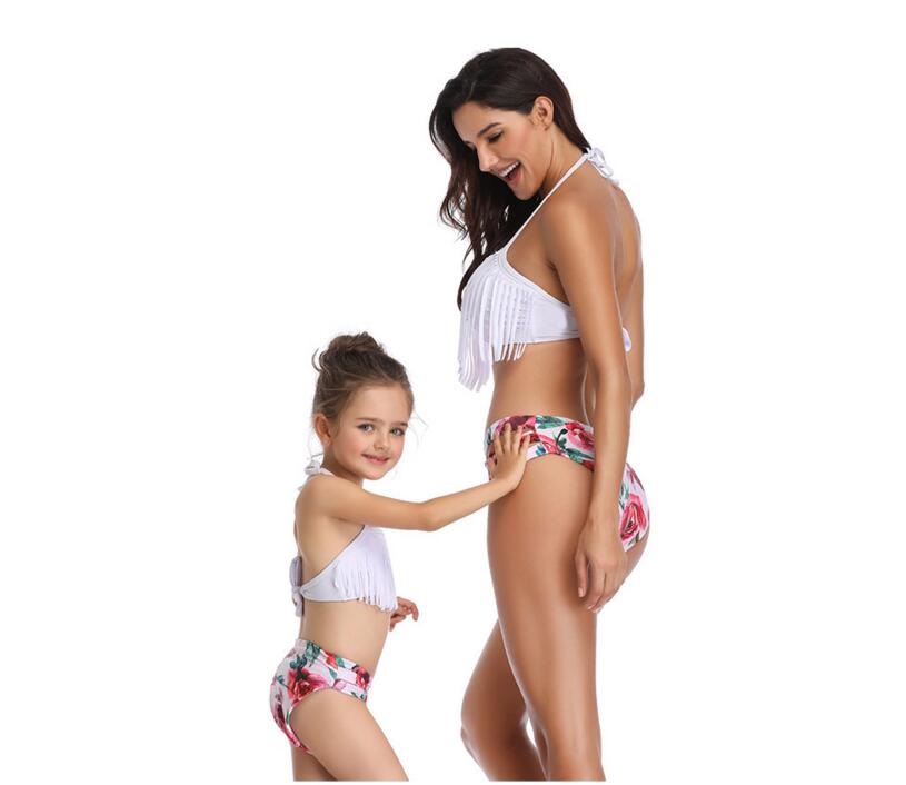 Mother And Daughter Swimsuit Family Look Mommy and Me Clothes Bikini Tassel Mom Daughter Swimwear Family Matching Clothes