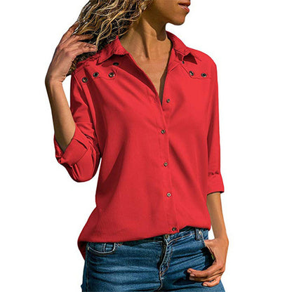 Women Tops Blouses  Autumn Elegant Long Sleeve Blouse Shirt Turn Down Collar Chiffon Blouse Office Shirts Blusas Camisa