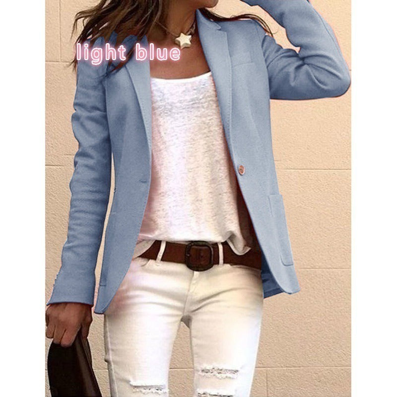 Candy colored long sleeved small suit, commuting suit, slim fit and slimming jacket for women